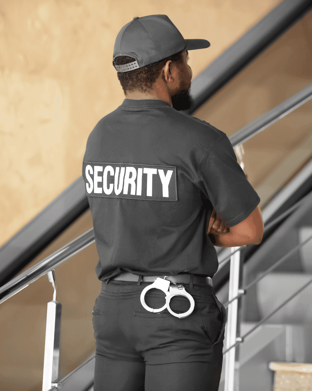 Professional security guard providing physical security services